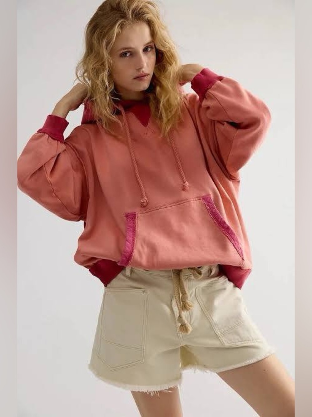 Free People We The Free Lou Baked Hoodie Coral Haze Small New With Tags